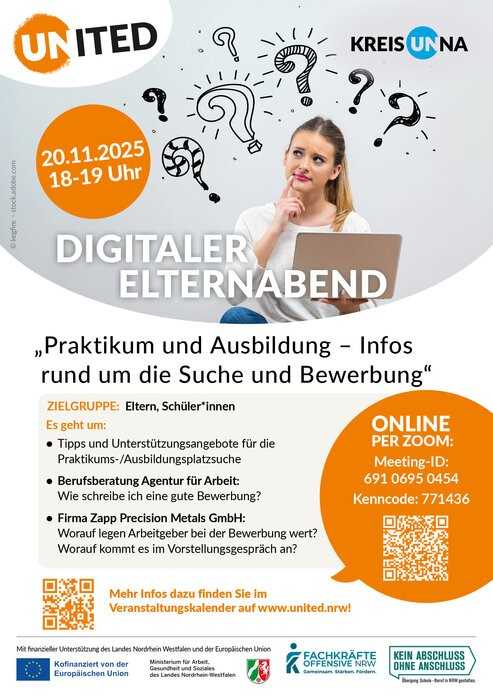 Herzliche Einladung zum digitalen Eltern-und Infoabend: Praktikum und Ausbildung