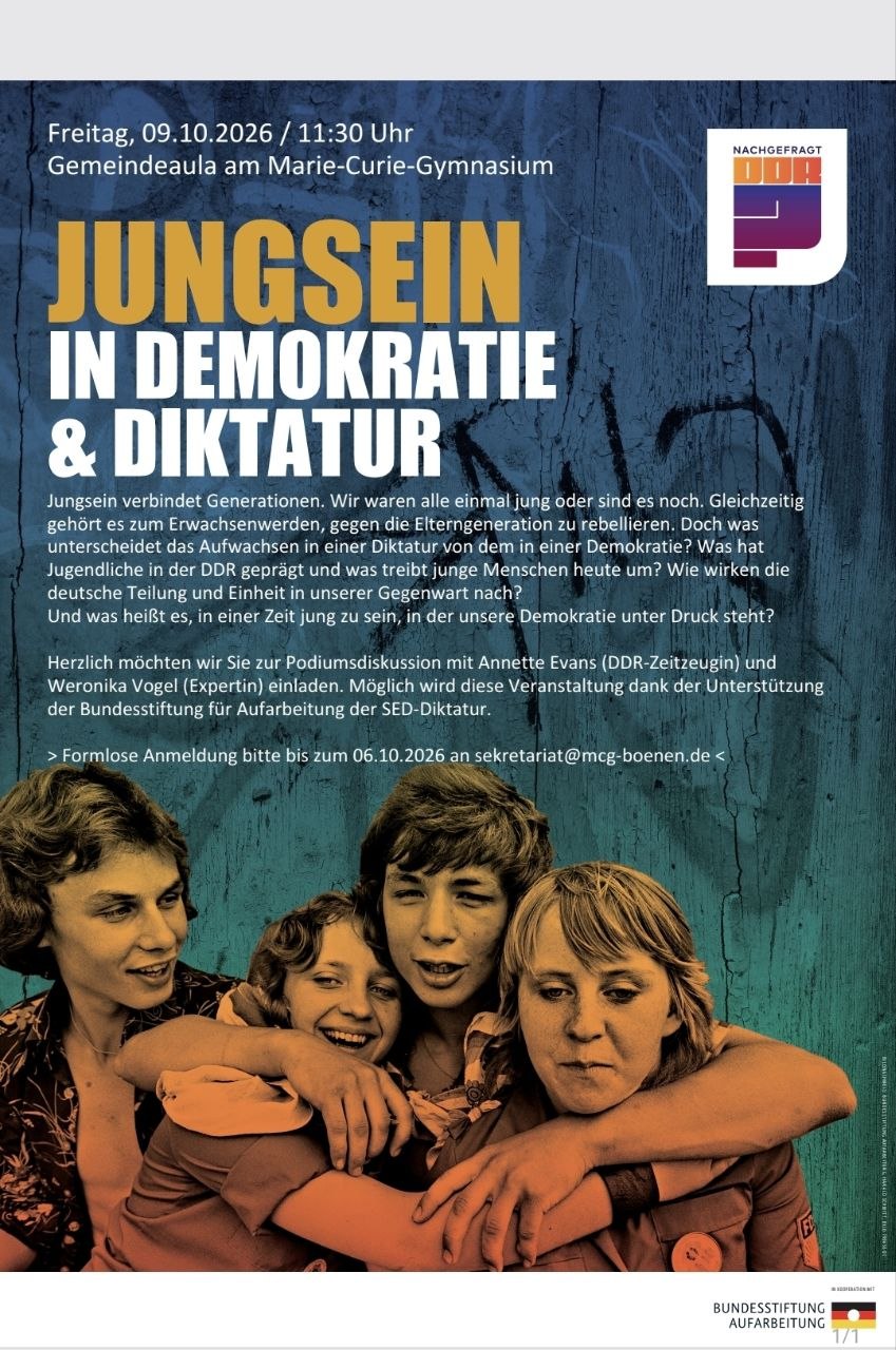 „Jungsein in Demokratie und Diktatur“ – Herzliche Einladung zur Podiumsdiskussion